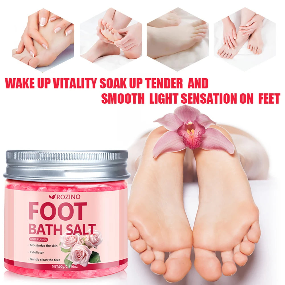 60g Rose Infused Sea Salt Bath Salt Removes Dead Skin Rich In Rose Extract Deep Cleansing Soak Salt for Manicure Pedicure