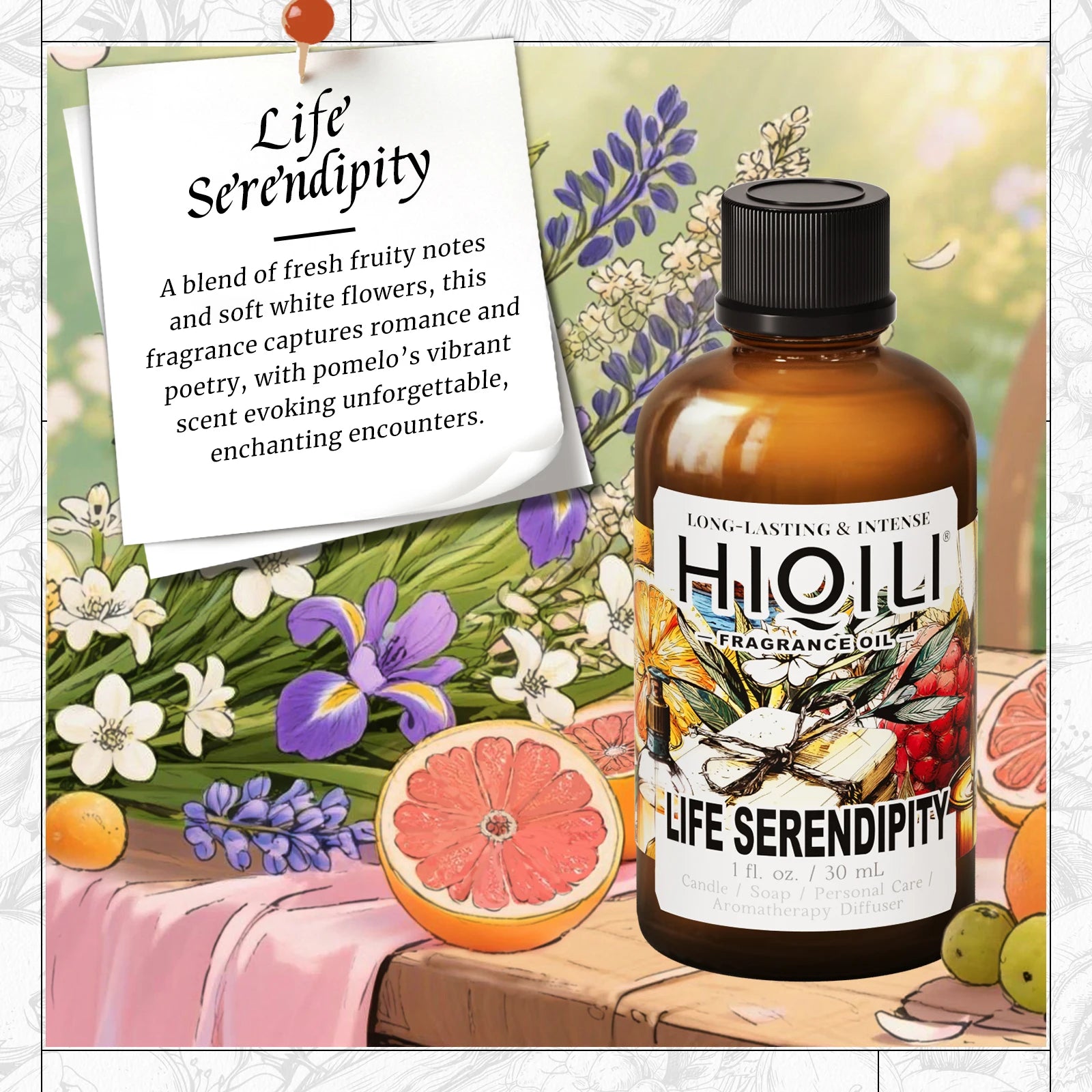 HIQILI New 30ml Perfume Oil Series, Vanilla/Lavender/Rose/Sandalwood 100% Natural Extract Perfume Oil, For Home Use, Humidifier