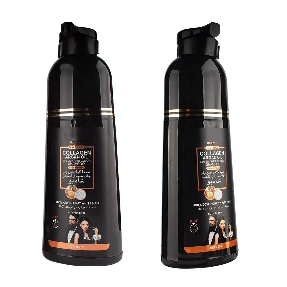 400ML Cover Grey Hair Morocco Argan Oil Care Fast Magic Black Hair Shampoo Dye Repair Damaged Improve Split Hair Rough Hair Care