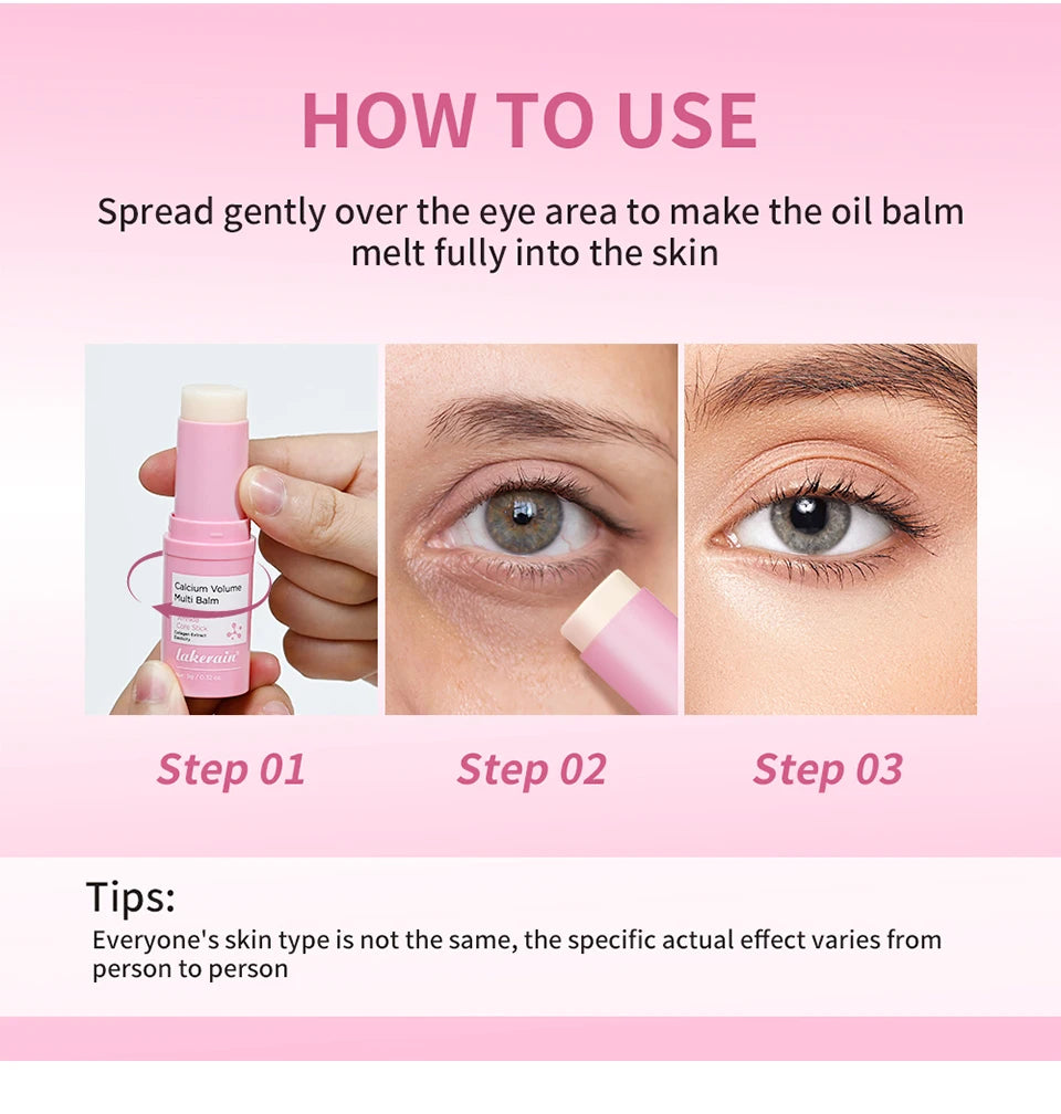 Calcium Collagen Vitamin D Eye Stick Balm Tightens Skin Care Anti Aging Anti Dark Circle Reduces Eye Bags Wrinkles Tear Trough
