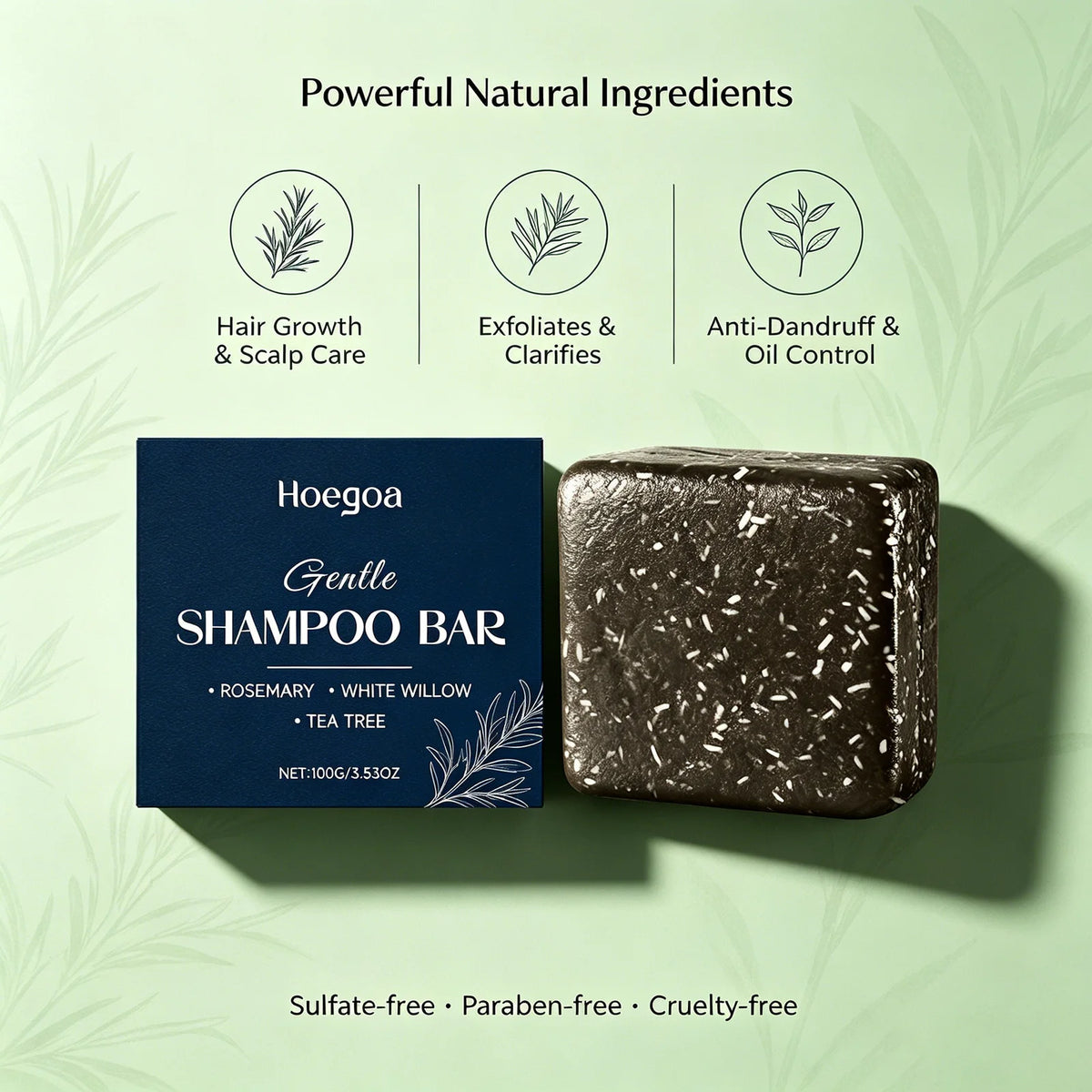 Rosemary Shampoo Bar for Hair Growth Natural Solid Shampoo with Rosemary Oil for Oily Scalp & Dry Hair Care for Women & Men 100g