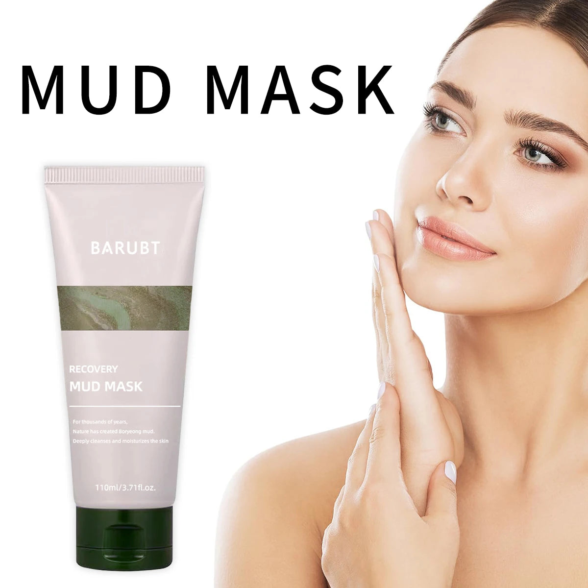 Soothing Mud Mask Mud Clay-Moisturizing Deep Pores Mild Exfoliating Cleansing Milk Face and Body Mask, Including 91.8% Natural E