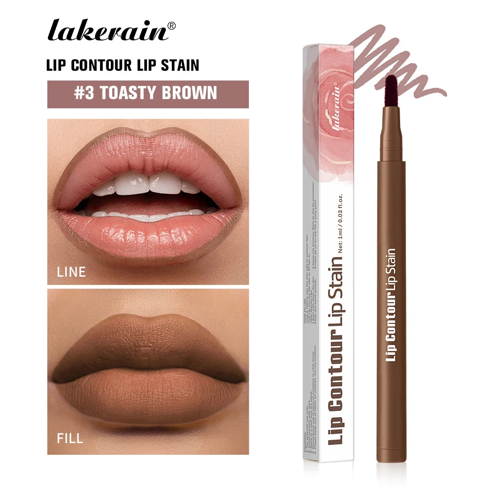 Waterproof 2 In 1 Lip Stain And Liner Pen Long Lasting Smudge Proof Kiss Proof Transfer Resistant 8 Colors Makeup Lip Pencil