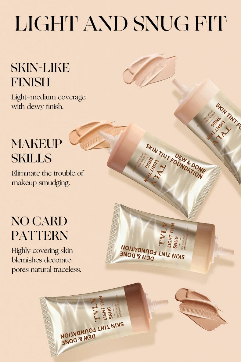 Moisturizing Skin Tint Foundation for All Skin Types, Moisturizing Light Texture Natural Concealer Long Wear Face Makeup