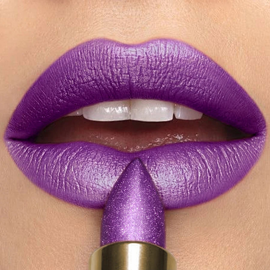 16 Colors 1PC Metallic Glitter Shiny Lipstick Lip Tint, Waterproof Senior Matte Lip Makeup Gifts for Women Cosmetic Lip Glaze