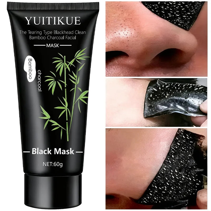Peel-off blackhead cleansing bamboo charcoal mask, deeply cleanses, purifies, refines pores, suitable for both men and women