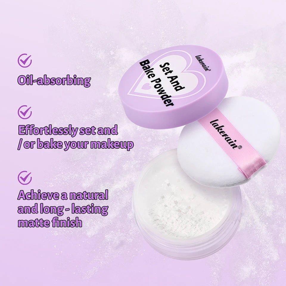 Lakerain Loose Baking Setting Powder Oil Control Natural Matte Finish Long Lasting Makeup Setting Powder Korean Cosmetic 4colors