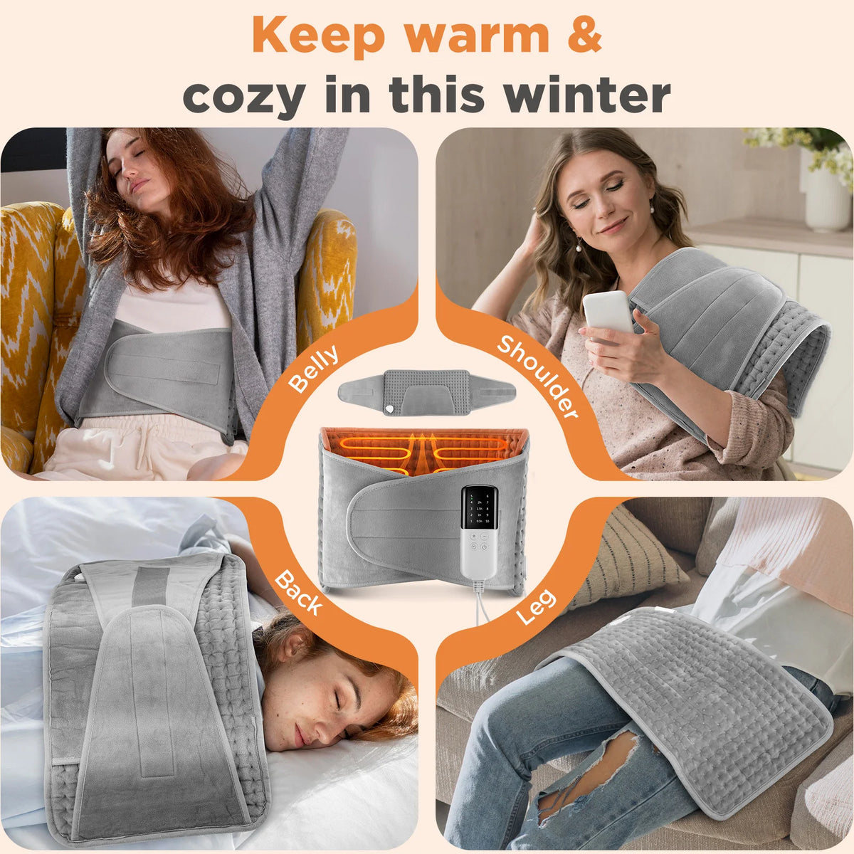 Home Electric Heating Pad Back Shoulder Office Winter Warming Blanket 10 Heat Thermal Mat Abdomen Period Menstrual Belt