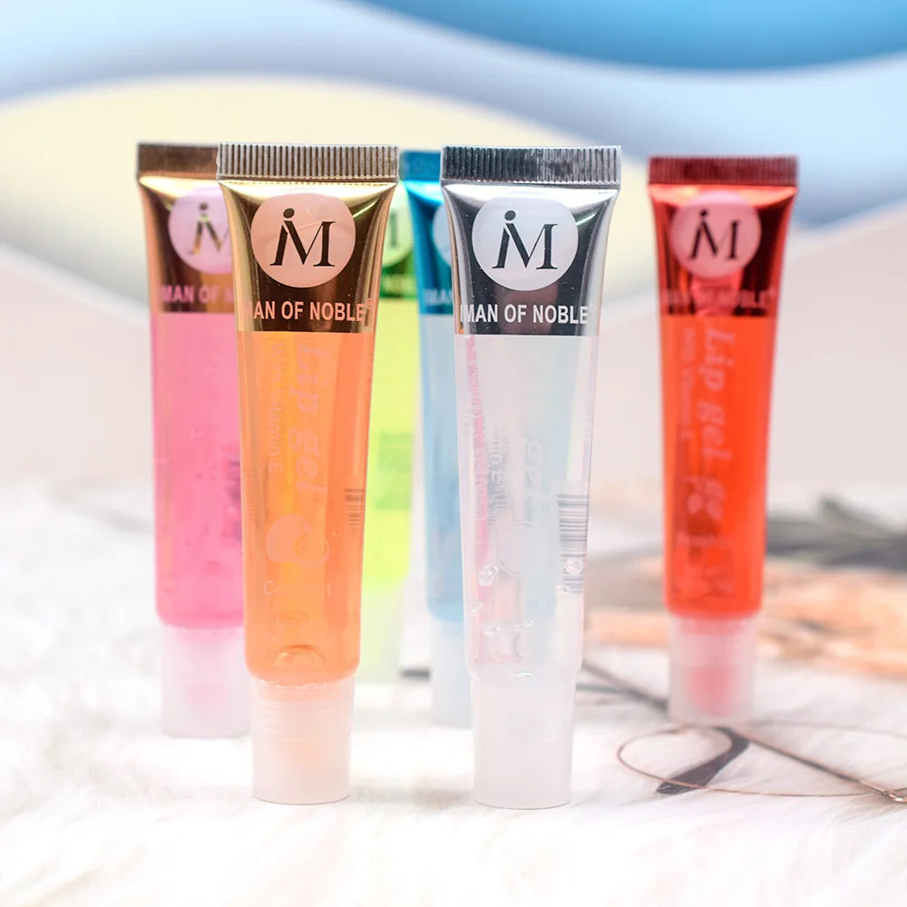 6Pcs Fruity Flavor Watery Glossy Lip Gloss Set Clear Lip Gel Hydrating Moisturizing Lip Gloss Women Lips Makeup