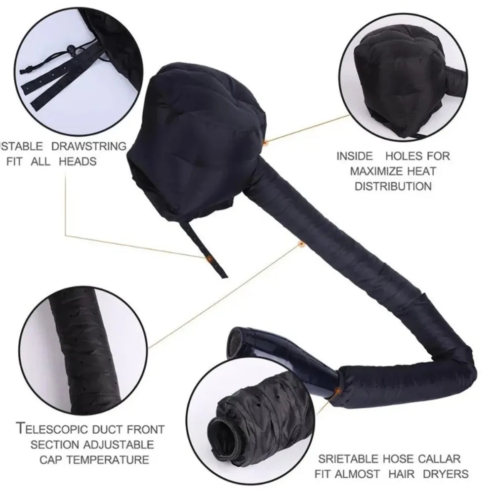 Hooded Hair Dryer Bonnet - Fast-Drying Bonnet Hair Dryer for Natural Hair, Deep Conditioning, Portable & Lightweight for Travel