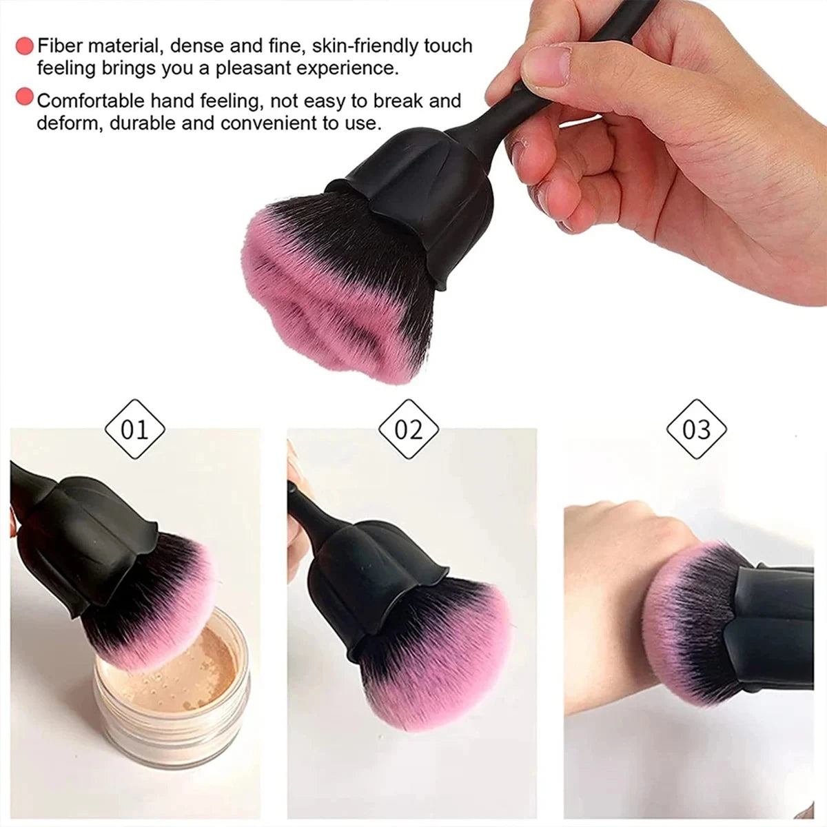 Flower Nail Brush for Manicure Gold Rose Shape Nail Art Brushes Round Small UV Gel Polish Powder Cleaning Tools Nail Accesories
