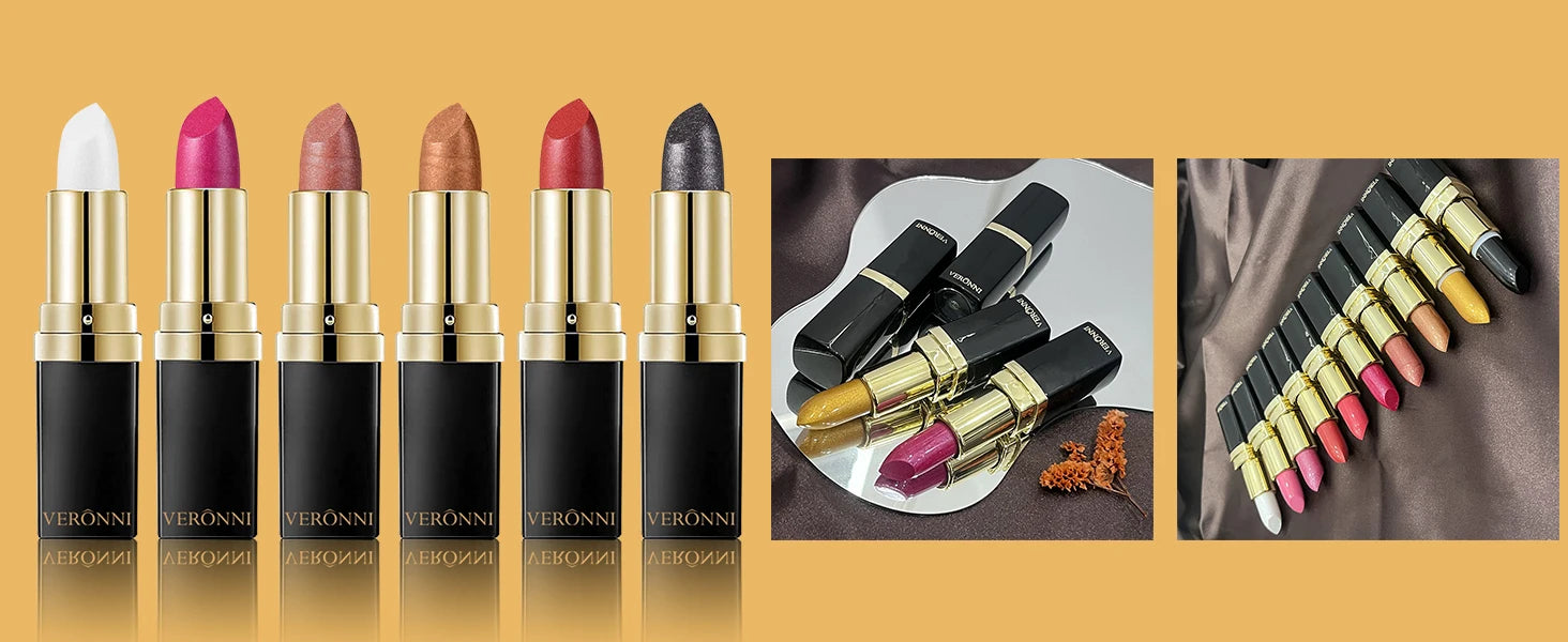 Pearlescent Glitter Lipstick Metallic Waterproof Long Lasting Matte Shimmer Diamond Lipstick Women Sexy Lips Makeup Cosmetics