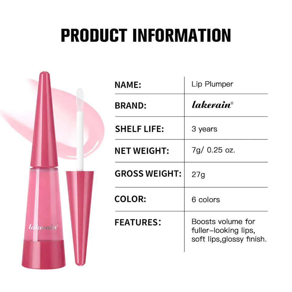 Lakerain Lip Plumper Moisturizing Lip Gloss Transparent Plump Lips Care Lip Stuffer Gift Korean Cosmetics