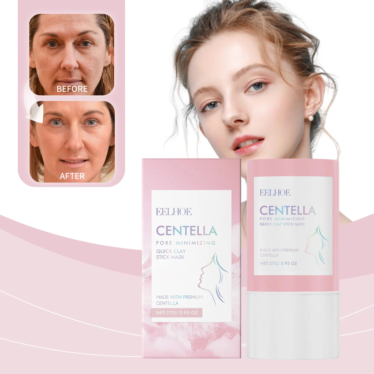 Centella Asiatica Clay Mask Stick Exfoliating Soothing Skin Cleaning Repair Facial Pores Control Oil Moisturizing Clean Mask 27g