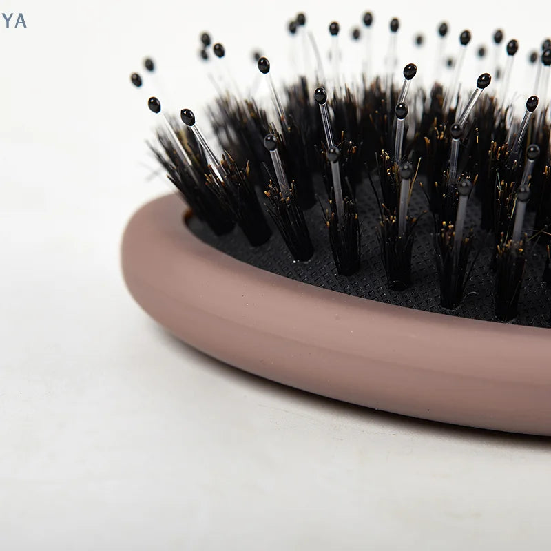 [Y]1PC Oval Boar Bristle & Nylon Hair Comb Mini Anti-static Hair Scalp Massage Comb Hairbrush Salon Hair Care Brush Styling Tool