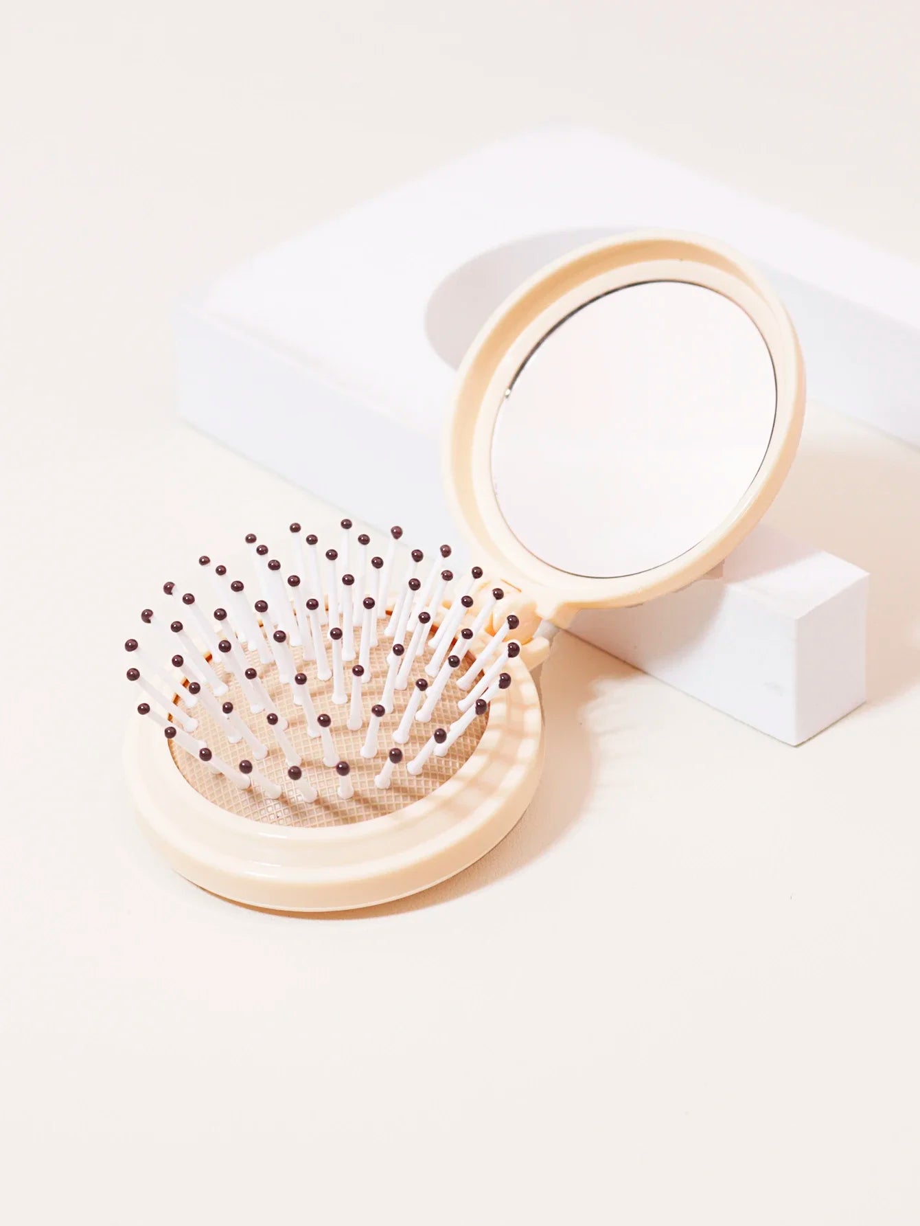 1PC Mini Portable Folding Head Massager Anti-Static Travel Hair Brush Comb Styling Accessory Mirror for Real Hair Wigs