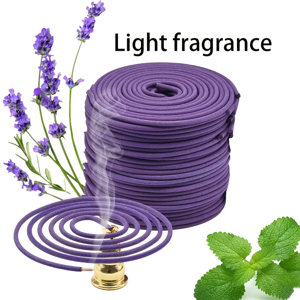 50 Lavender Scented Spiral Candles, Burning Time for 3-4 Hours, Fresh and Elegant Fragrance, Suitable for Yoga, Meditation, Home, Office and Outdoor Use, Portable and Long-Lasting Fragrance, Natural and Long-Lasting Lavender