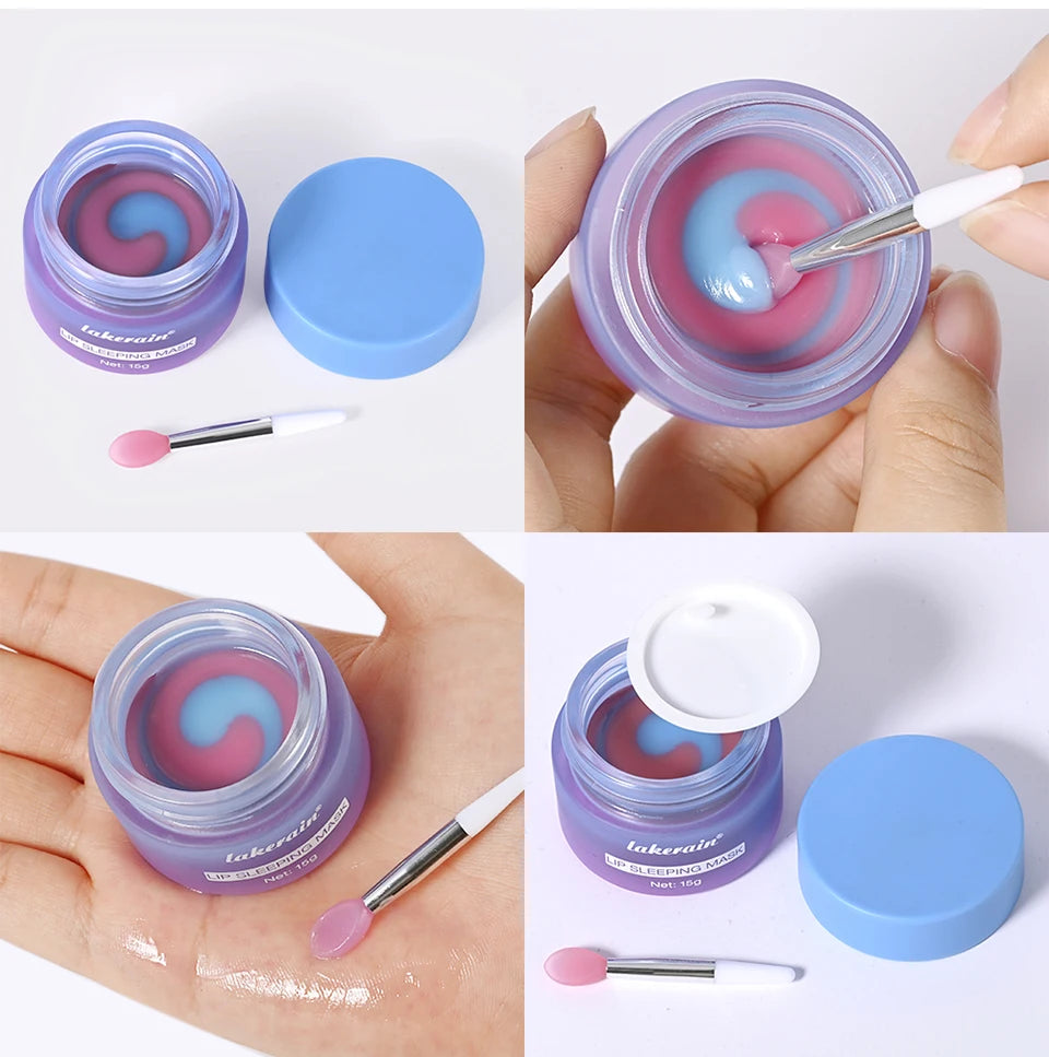 Blueberry Overnight Lip Sleeping Mask Dual Color Hydrates Dry Cracked Skin Reduces Fine Lines Moisturizing Nourishment Care