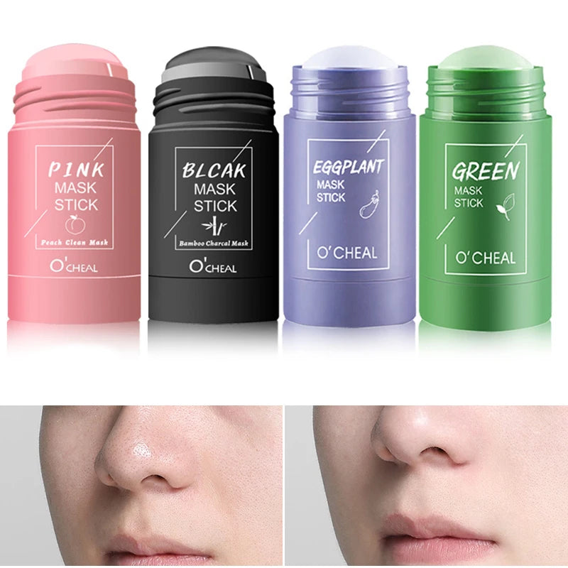 Ocheal Mask Green Tea Bamboo Charcoal Solid Facial Cleansing Stick Deep Cleansing Pores, Removes Blackheads, Controls Oil, Moisturizes and Hydrates, Smear-On Mud Mask for Men and Women.