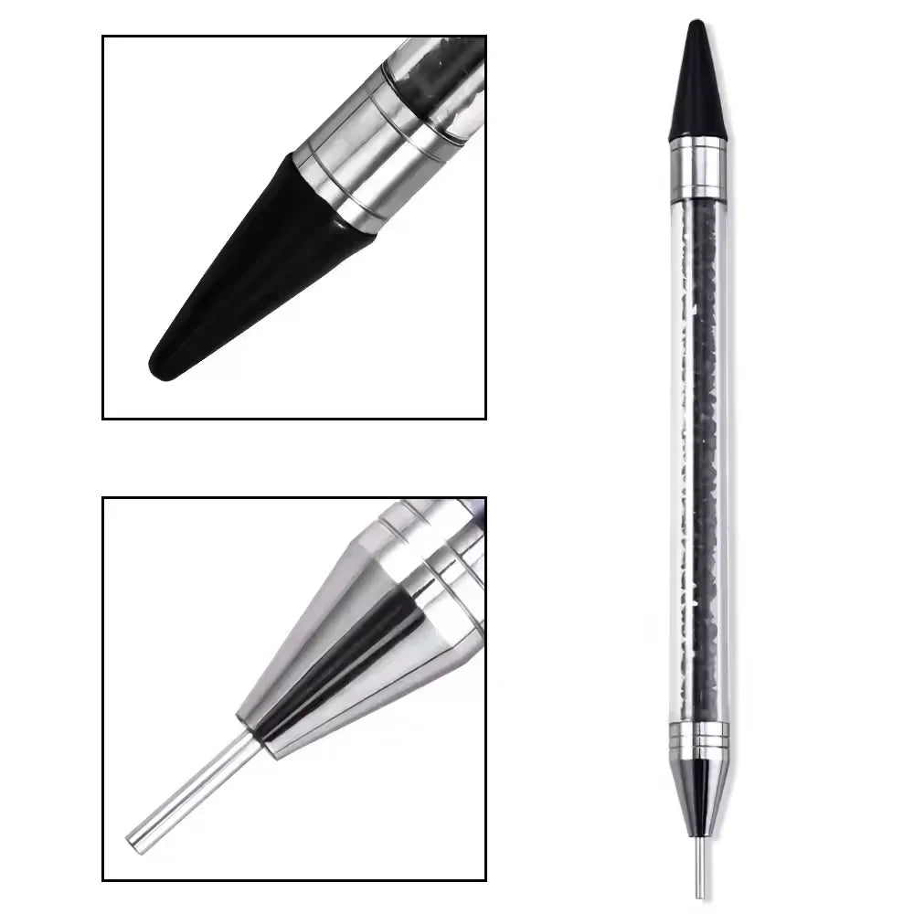 1pc Wax Nail Rhinestone Picker Dotting Pen Dual-ended Wax Pencil For Rhinestones Tip Crystal & Gem Nail Art Tool for DIY Manicur