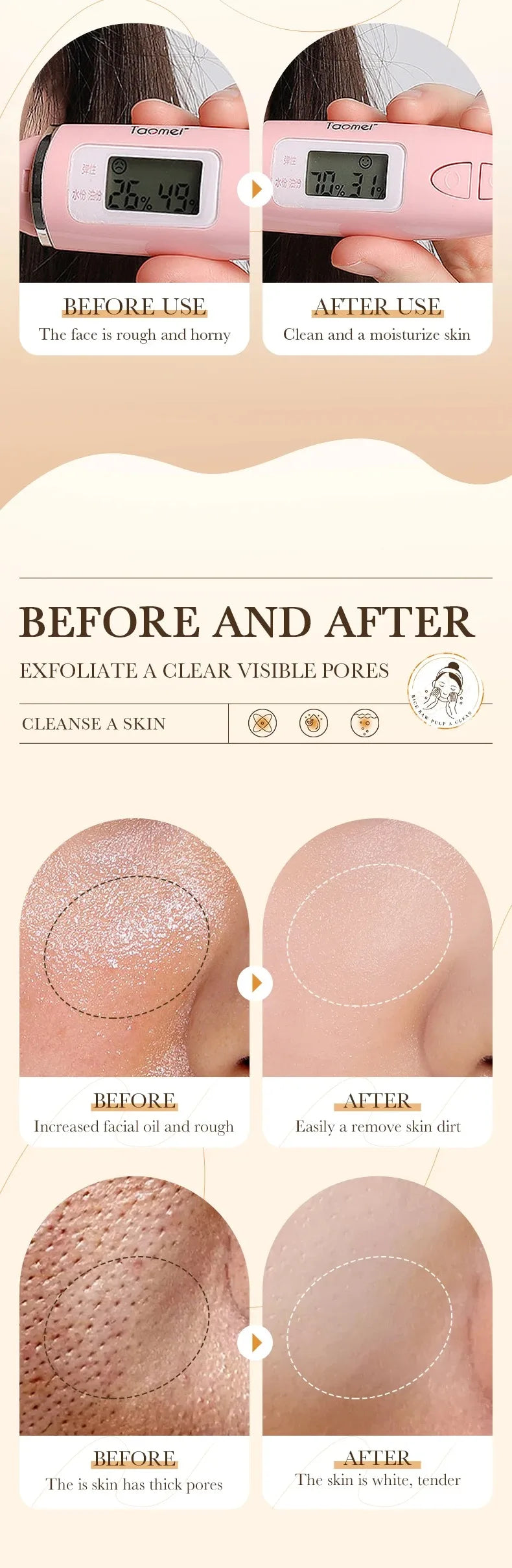 120ml Bioaoua Rice Puree Foaming Cleanser Cleansing Mousse Soothing Cleanser, Cleansing Foam with Brush Head