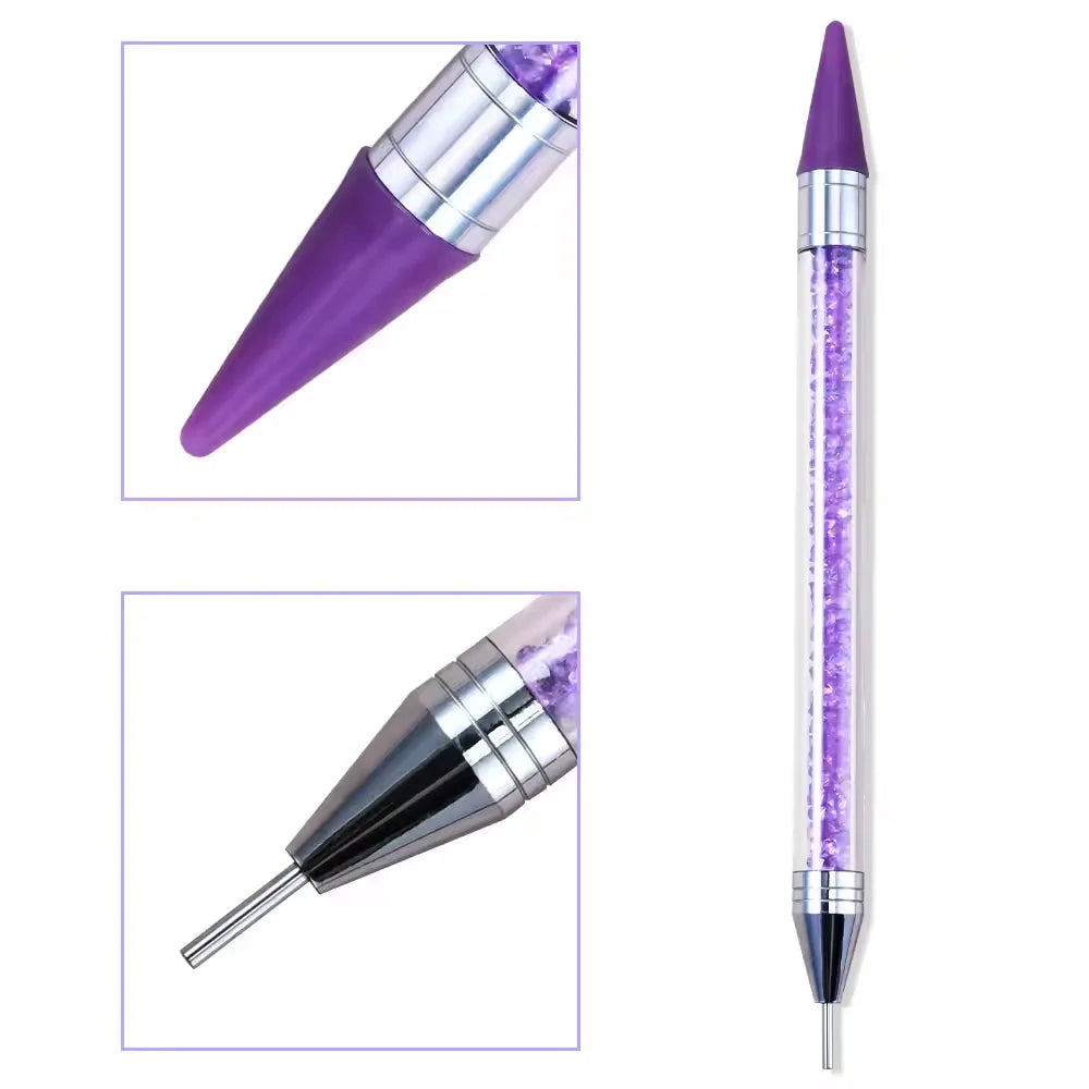 1pc Wax Nail Rhinestone Picker Dotting Pen Dual-ended Wax Pencil For Rhinestones Tip Crystal & Gem Nail Art Tool for DIY Manicur