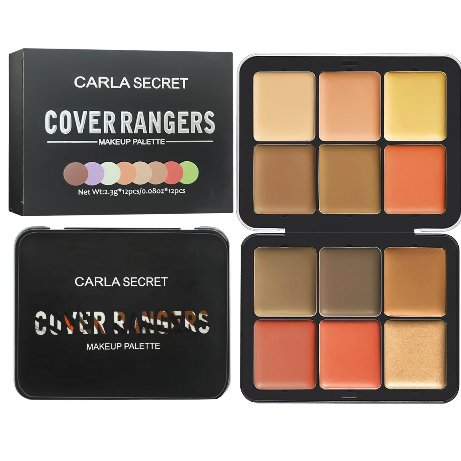 12-Color Iron Box Concealer Blush Cream Matte Highlight Contour Makeup All-in-One Palette