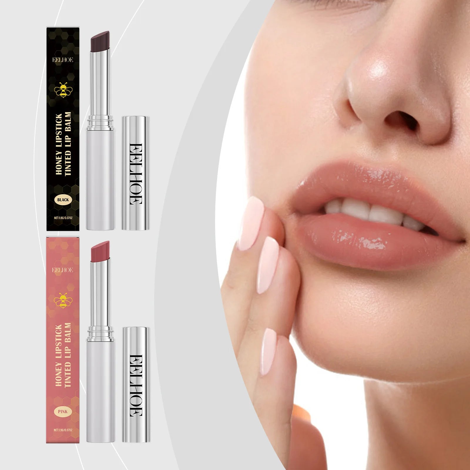 EELHOE Pink Honey Lipstick Vitamin E Long Lasting Lip Tint Waterproof Nourish Lip Plumper Extreme Volume Moisturizing Lip Balm