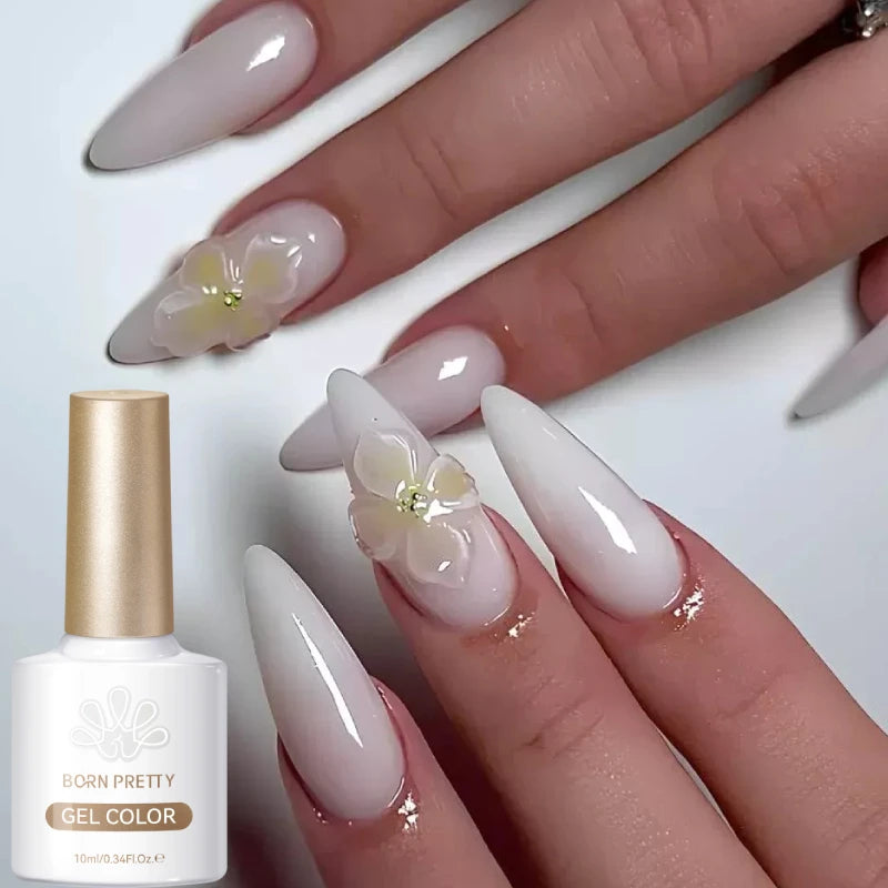 BORN PRETTY 10ml Milky Jelly White Gel Nail Polish Translucent Semi Permanent Soak Off UV LED Gel Varnish Manicure Nail Art