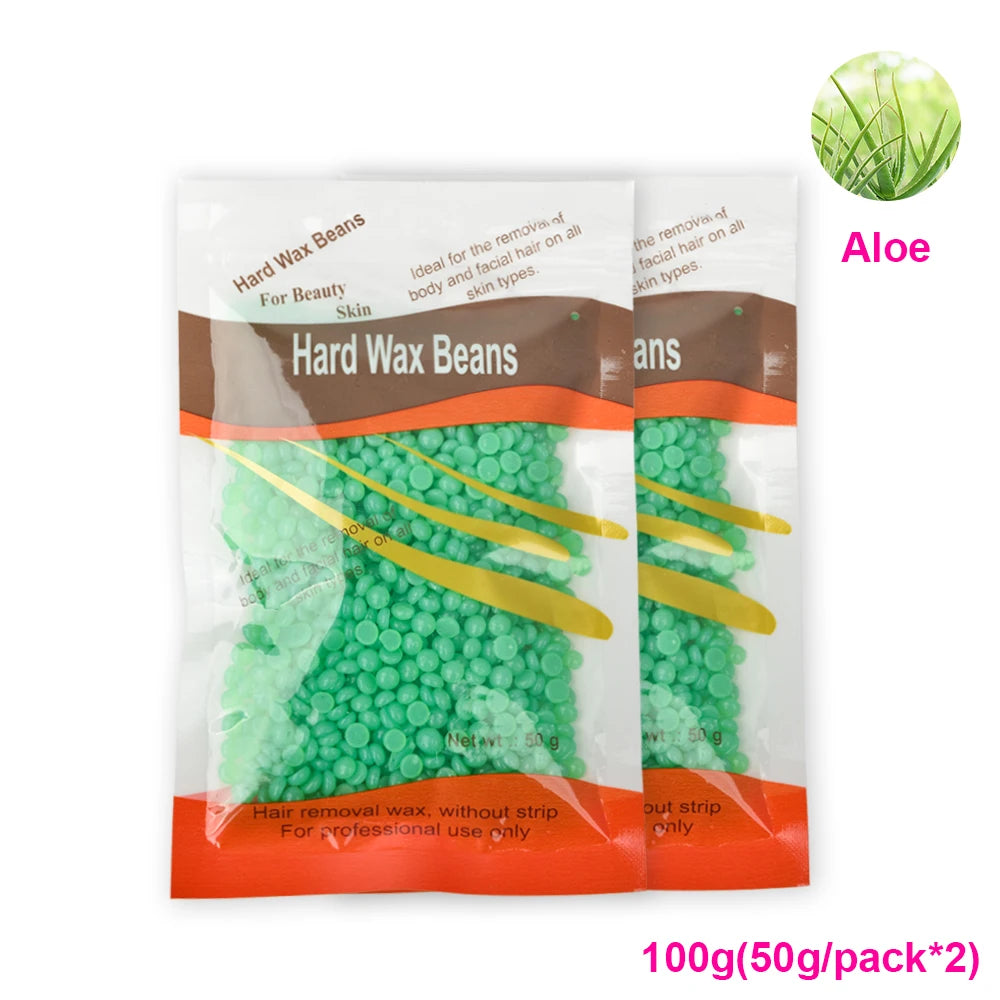 50g /100g/200g Hard Wax Beans Fast Waxing Machine Hot Film Painless for Wax Warmer Waxing Beans for Wax Heater Machine