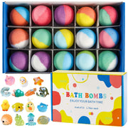 Bath Treats for Kids with Surprise Inside, 15 Pack Kids Bath Treats Gift Set, Natural Organic Kids Bubble Bath Fizzy with Bath T