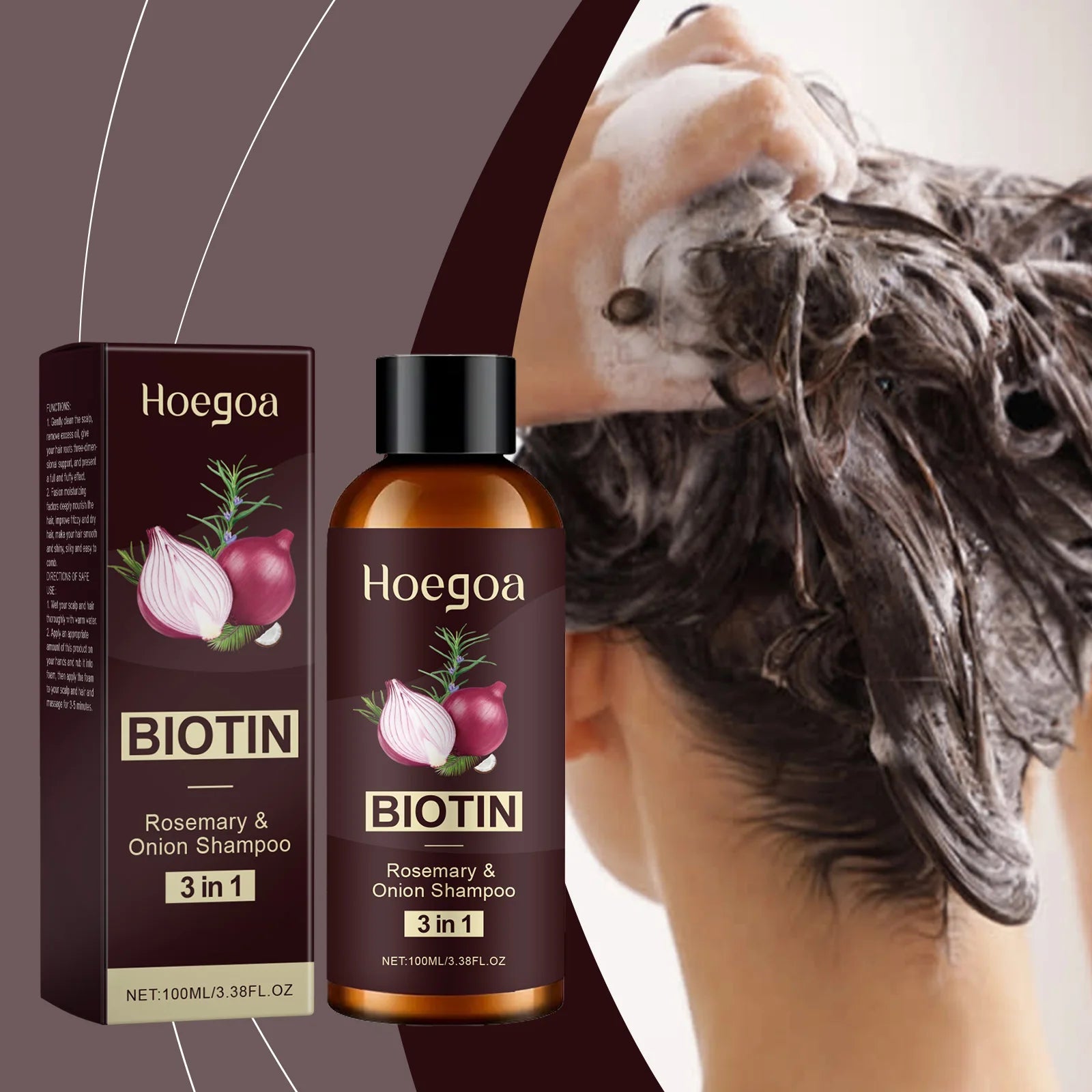 3 In 1 Rosemary Biotin Shampoo Hair Growth Thickening Anti Loss Strengthening Root Oil Control Deep Cleansing Volumizing Shampoo
