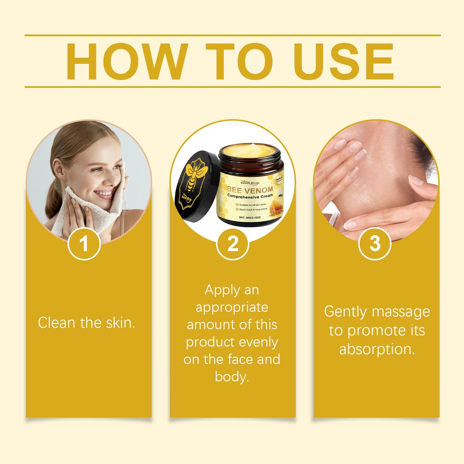 Bee Venom Skin Moisturizer Nourish Dryness Skin Anti Cellulite Firming Brightening Smoothing Body & Face Care Creams Non-Greasy