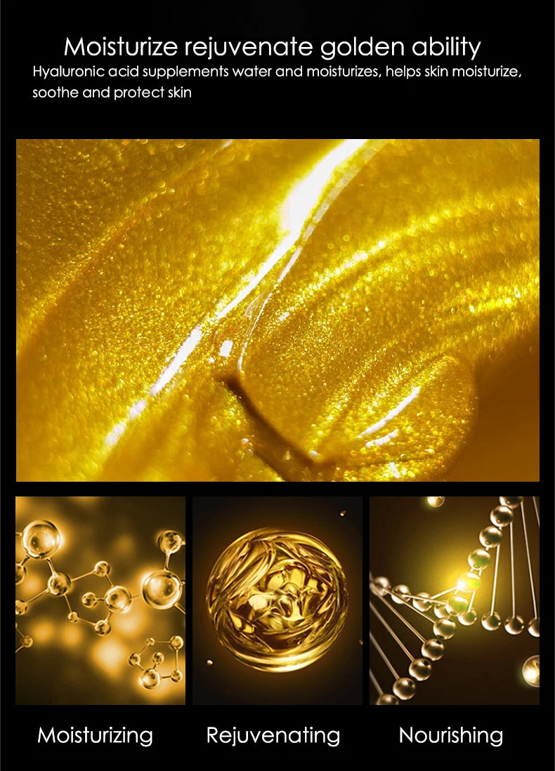 10pcs 24K Gold Hyaluronic Acid Face Mask Firming Moisturizing Hydrating Beauty skincare Sheet Masks Facial Mask Face Care