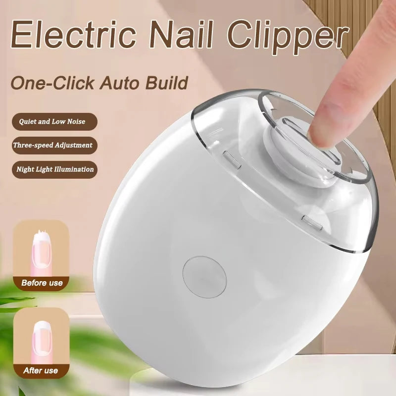 Portable 2 In 1 Electric Nail Grinder With LED Light Mini Manicure Nail File Tool Household Nail Care Supplies For Baby Adult
