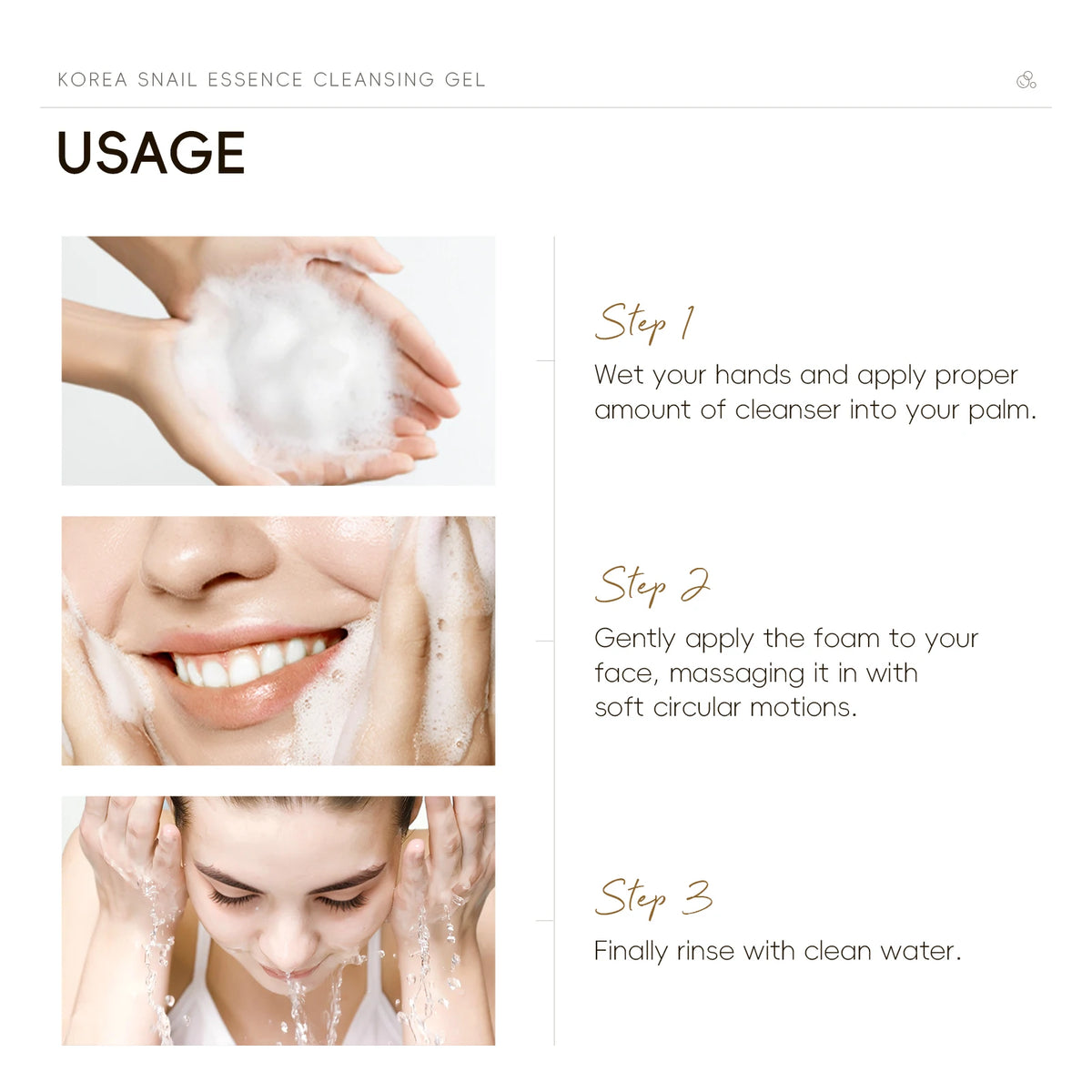 LAIKOU Korea Snail Essence Cleansing Gel 50g Low PH Gentle Cleansing Moisturizing Clear Tender Skin Daily Face Wash