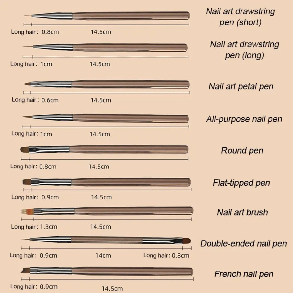 9PCS UV Gel Nail Brush Liner DIY Painting Pen Manicure Acrylic Drawing Brush for Nail Art Design Nails Tip Display Painting Tool