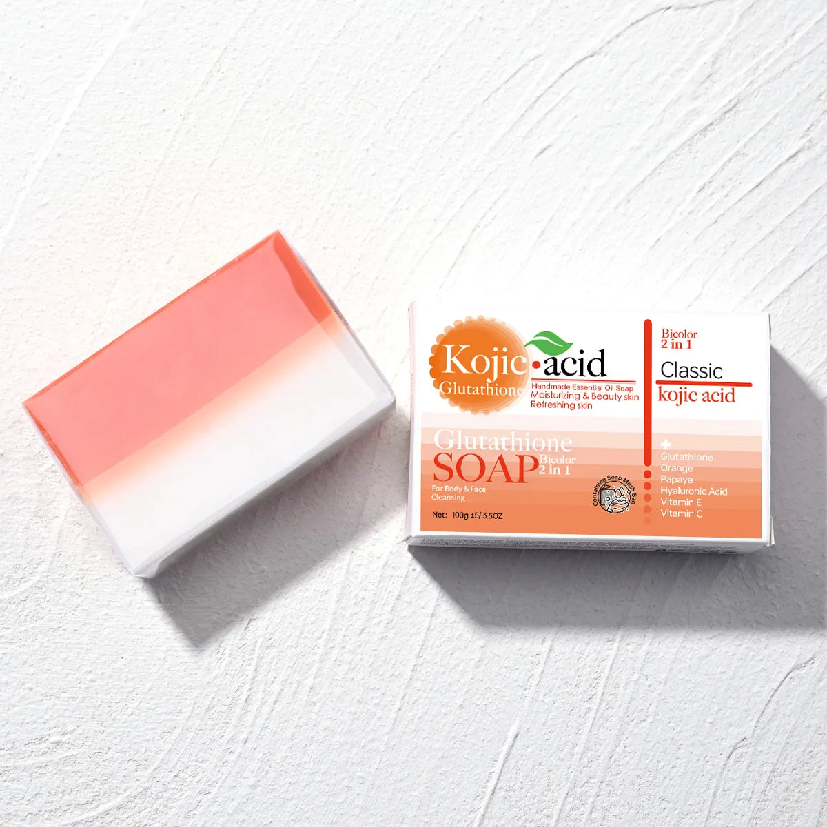 Hot Selling Organic 100g  Kojic Acid+Glutathione Soap Bar Honey Anti-Acne Aid  Whitening Bath Face