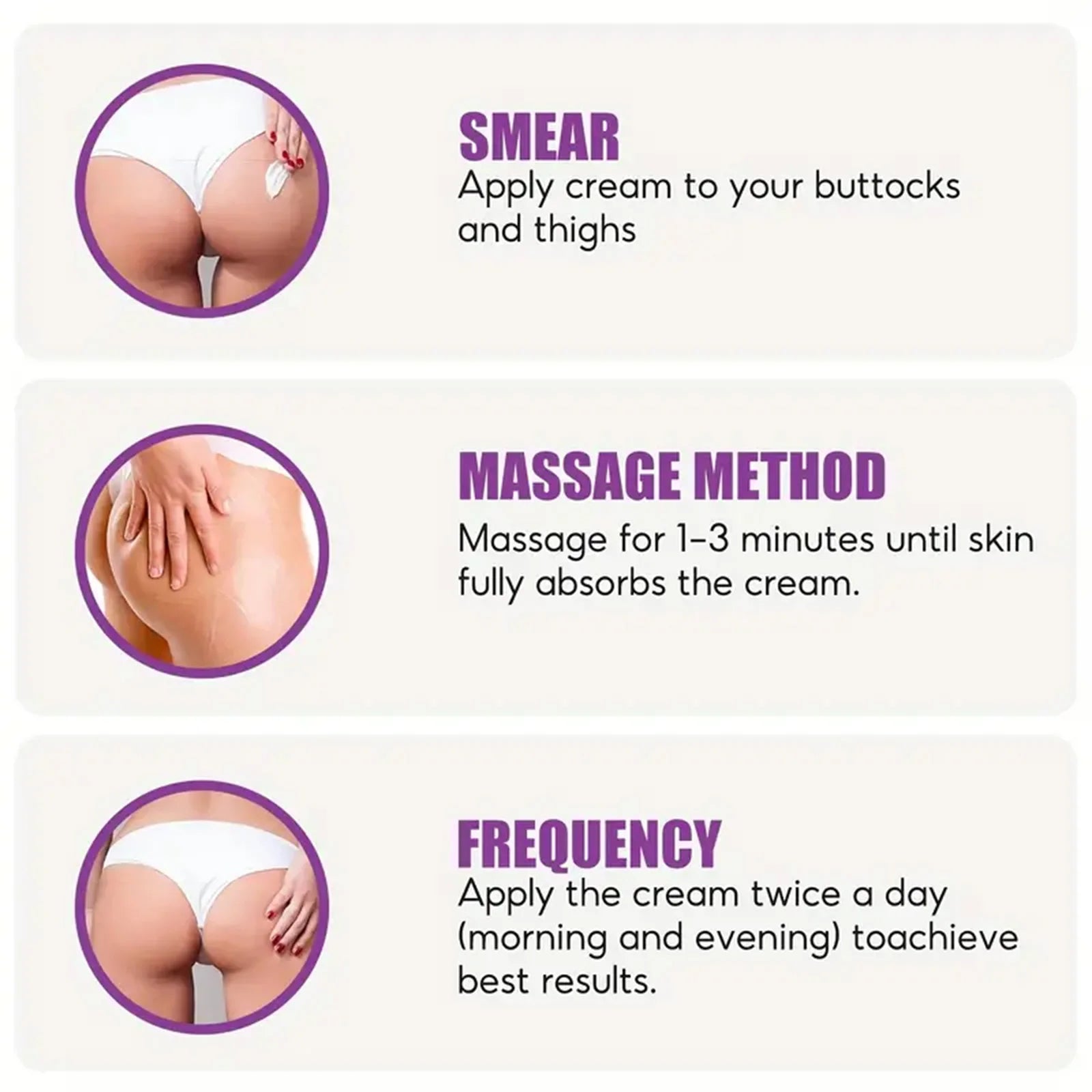 Hip cream with glycerin, vitamin C and hyaluronic acid for all skin types