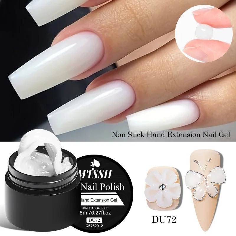 Clear Non-Stick Hand Extension Gel Nail Polish 3D Shaping/Sculpting/Carving UV/LED Gel Milky Jelly Hard Gel Nail Supplies DIY