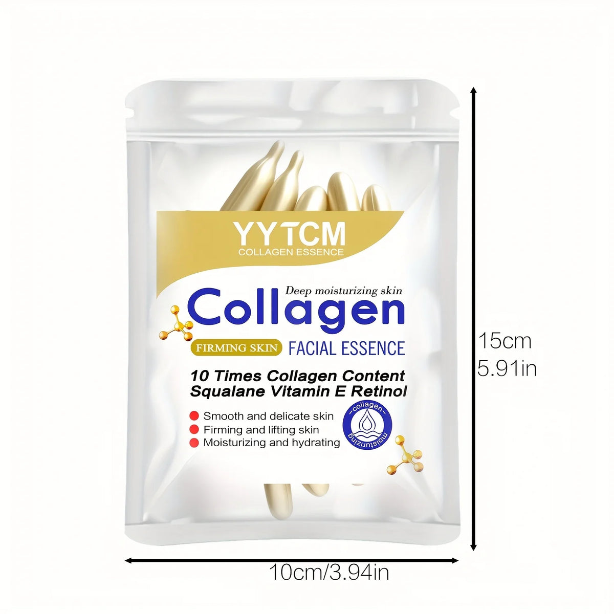 Collagen Firming Capsule Serum, moisturizes and hydrates for smooth skin, contains plant-based squalane, retinol, and vitamin E for deep hydration (0.4g x 30 capsules)/bag - 1 bag