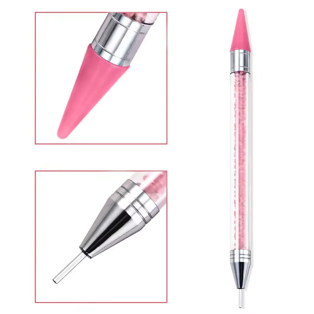 1pc Wax Nail Rhinestone Picker Dotting Pen Dual-ended Wax Pencil For Rhinestones Tip Crystal & Gem Nail Art Tool for DIY Manicur