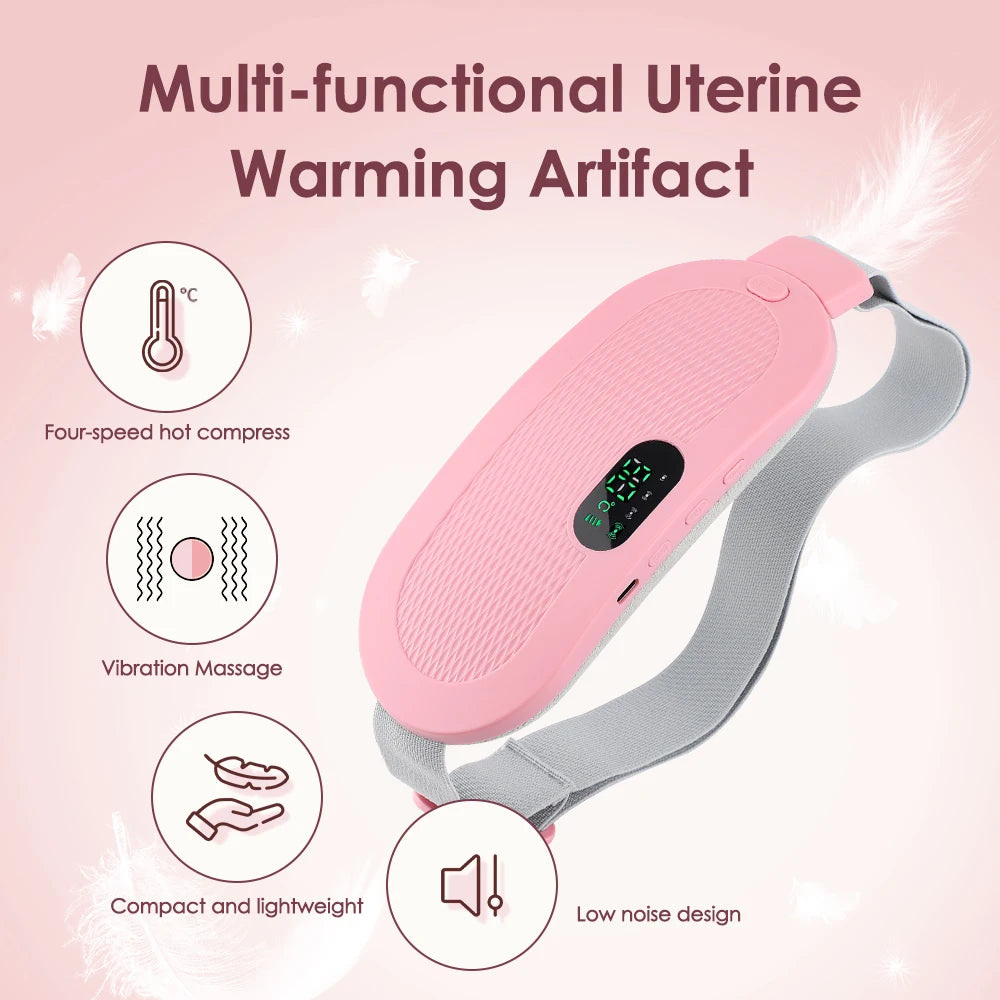 Menstrual Massager Electric Period Belt 4 Levels Heating & Vibration Hot Compress Woman Massage Brace Abdominal Lumbar Waist Pad