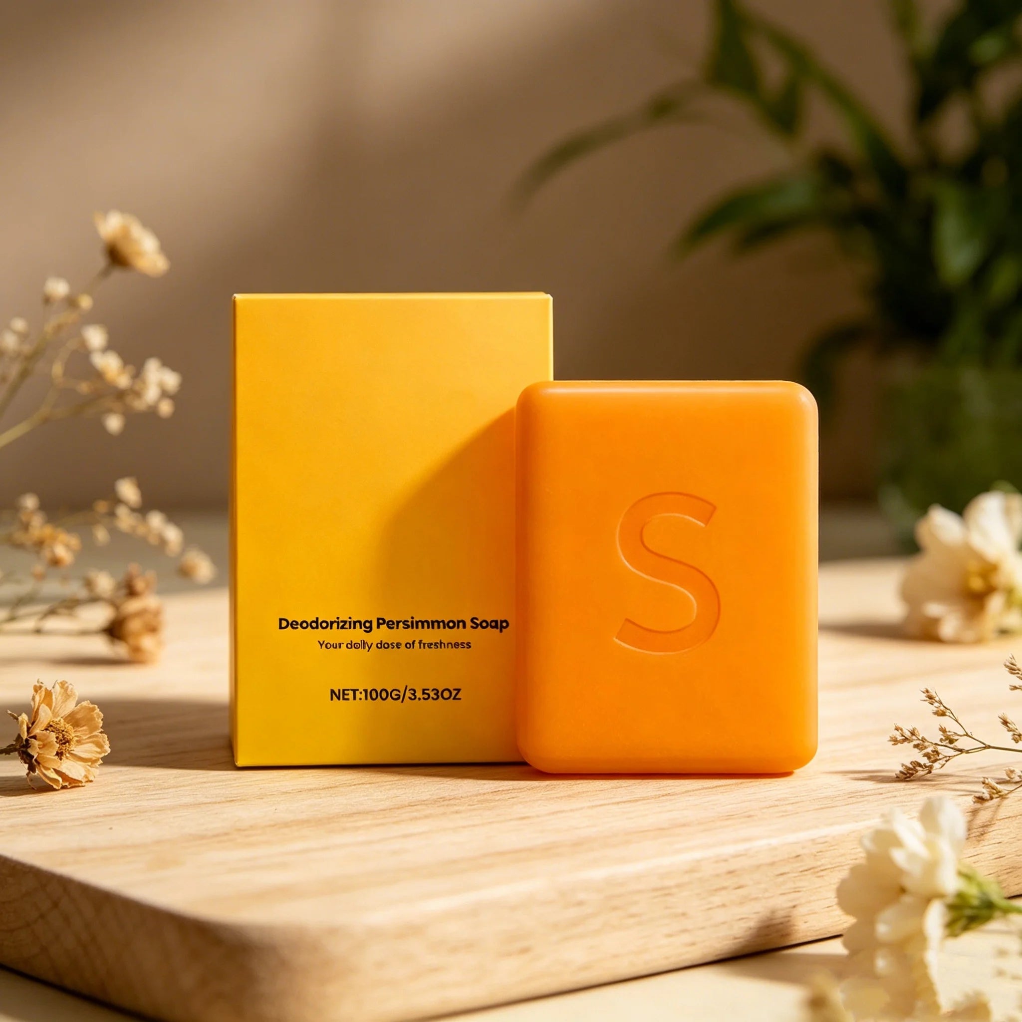 Persimmon Body Cleansing Soap Keep Brightening Improve Odor Deeply Nourish Reduce Dark Acne Removal Care Soap For Women Man 100g