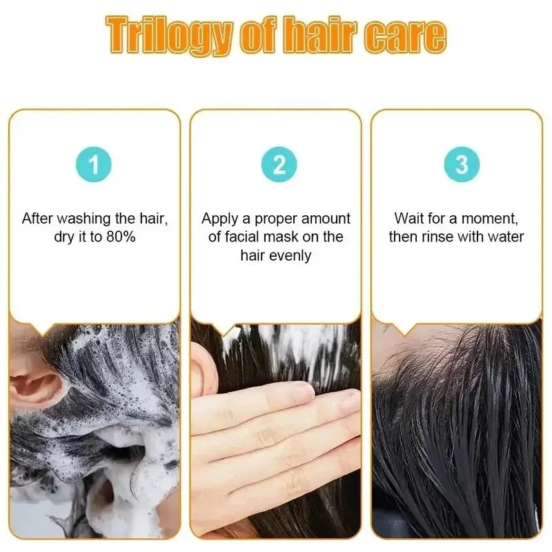 Rice Magic Keratin Hair Mask 5 Seconds Repair Damaged Frizzy Hair Soft Smooth Shine Moisturizing Nourishing Hair Root Care