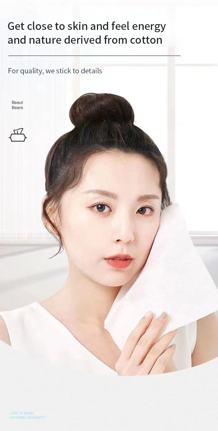Natural Disposable Face Towel Travel Facial Cleansing Wet And Dry Makeup Remover Pearl Cotton Soft Makeup Nonwoven Towel