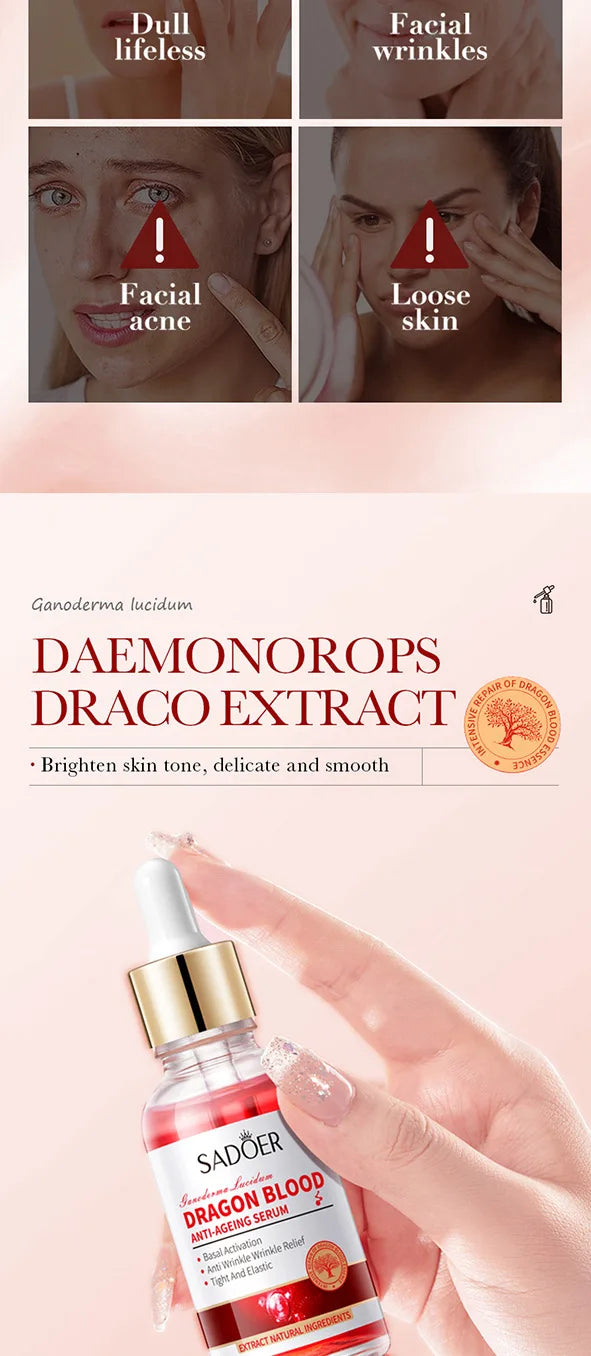 SADOER Ganoderma lucidum Dragon Blood Facial Serum Face Lotion Moisturizing Face Emulsion Oil Refreshing Control Facial Essence