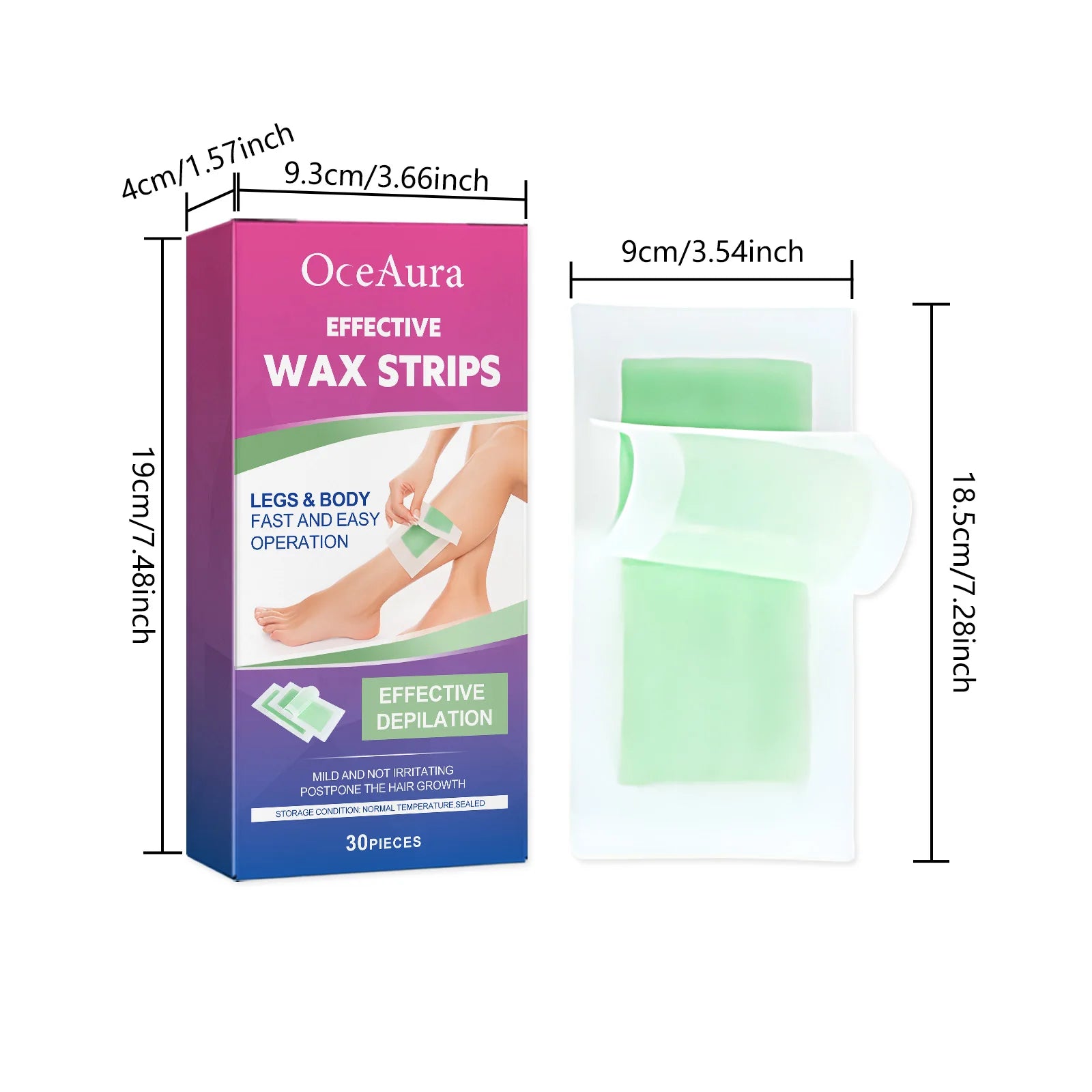 Hair Removal Wax Strip Professional Depilatory Cold Wax Strip Long Lasting Smooth Effective Gentle Body Facial Depilatory