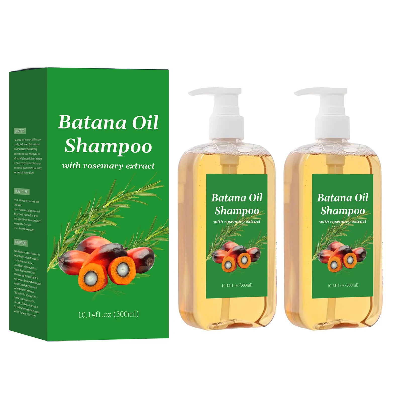 300ML Batana Oil Shampoo Nourishing Hair Growth Strengthens Restore Damaged Split Hair Scalp Cleansing Dandruff Control Care