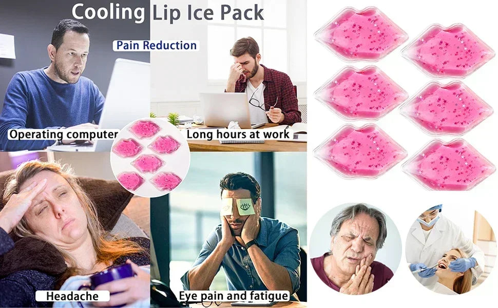 Lip Gel Ice Packs Cold Use for Lip Surgery Flexible Reusable Cooling Pad Cold Compress for Cosmetic Injuries Pain Relief